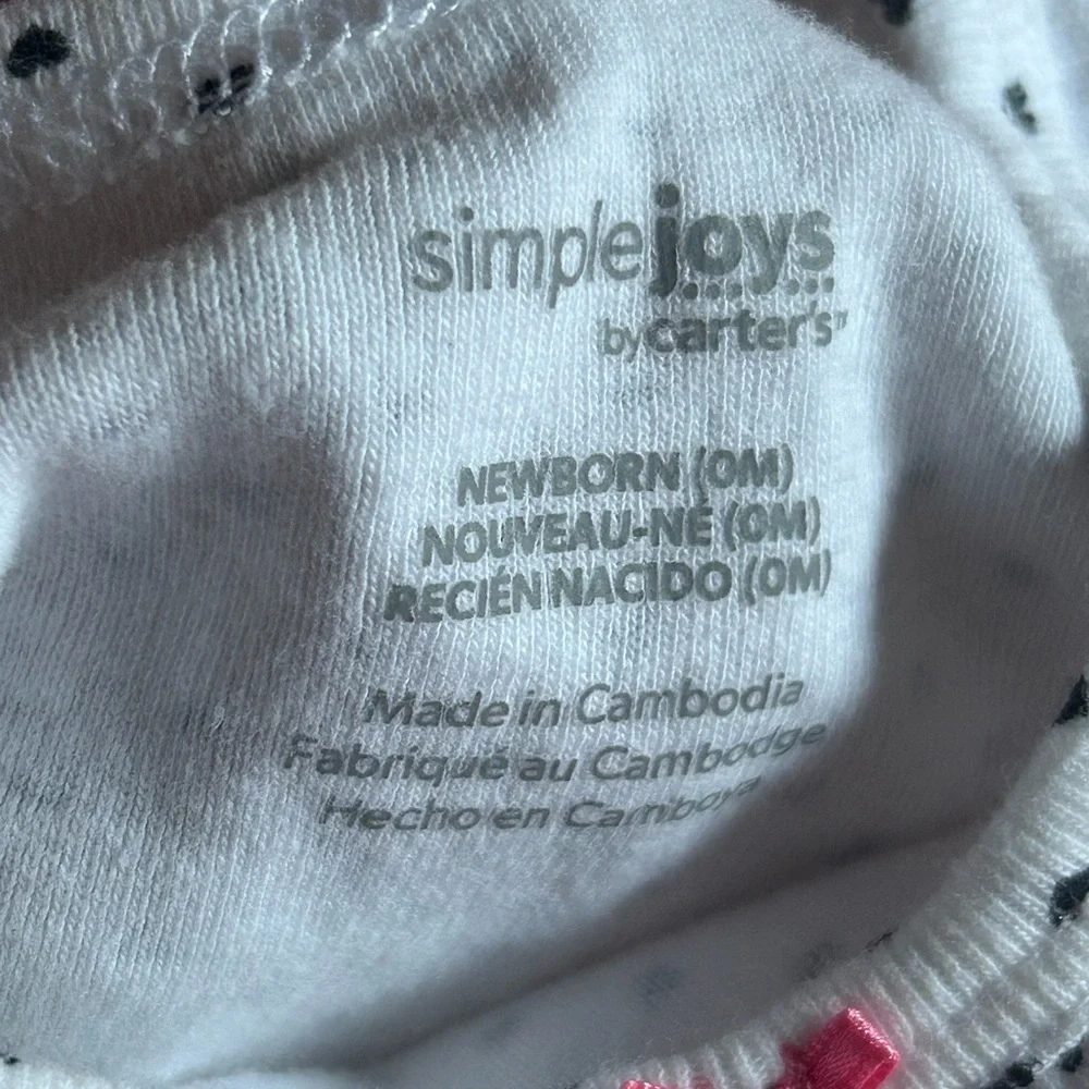 Bundle 2 Carter’s Pink and White Infant Onesie Newborn